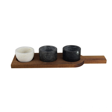 Marble Pinch Pot & Wood Tray Set/marble mini bowl with wood base